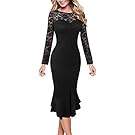 VFSHOW Womens Elegant Vintage Cocktail Party Bodycon Mermaid Midi Mid-Calf Dress
