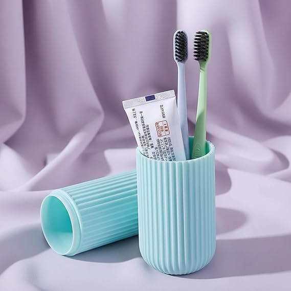 Image of tooth Brush Holder for Bathroom Travelling Cover Case Stand Box Container Wall Mounted Shelf Storage Organizer Accessories for Makeup Brush Cosmetic Pen Pencil Office Home Kitchen Plastic FreeStanding