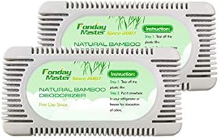 Fonday 2 Pack Refrigerator Deodorizer, Odor Eliminator for Fridges, Freezers, Coolers & Lunch Boxes, Natural Bamboo Activated Charcoal Fridge Deodorizer, More Effective Than Baking Soda
