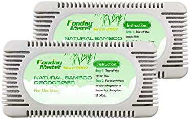 2Packs Refrigerator Deodorizer(60g Each Pack)， Fonday Odor Eliminator for Fridges Freezers Coolers & Lunch Boxes, Bamboo Activated Charcoal Fridge Deodorizer, More Effective Than Baking Soda