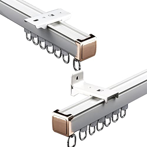 Vorhangschiene Für Schränke, Badezimmer, Fenster, 2mm Dicke Gardinenstange, Raumteiler, Strapazierfähige Dekorative Vorhangstange Mit Halterungen, Decken- Oder Wandhalterung ( Color : Weiß , Size : Si Cover