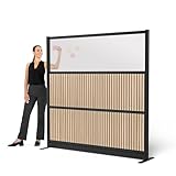 Grove Modular Wall | Room Divider with Faux Wood Slats, Sound Dampening, & Frosted Acrylic Panels | Expandable Office Partition for Privacy & Stability (70' x 70')