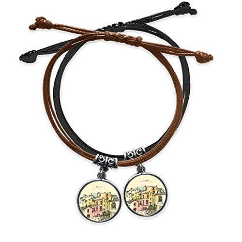 Bracelet France Peinture coloré le cadeau en cuir double pour couple