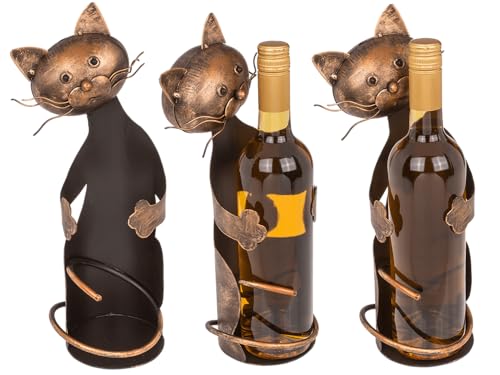 Out of the blue Portabotellas de Metal, Gato III, Aprox. 15 x 11 x 33 cm