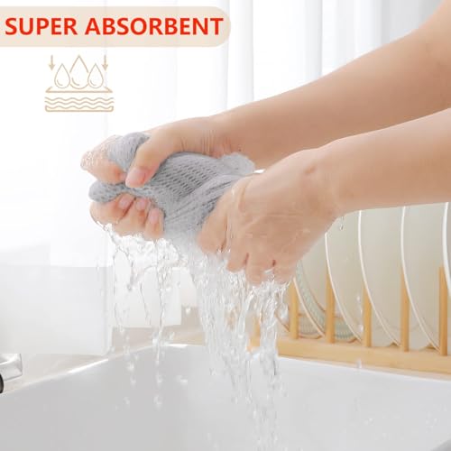 Image of Homaxy 100% Cotton Waffle Weave Kitchen Dish Cloths, Ultra Soft Absorbent Quick Drying Dish Towels, 12 x 12 Inches, 24-Pack, Light Gray