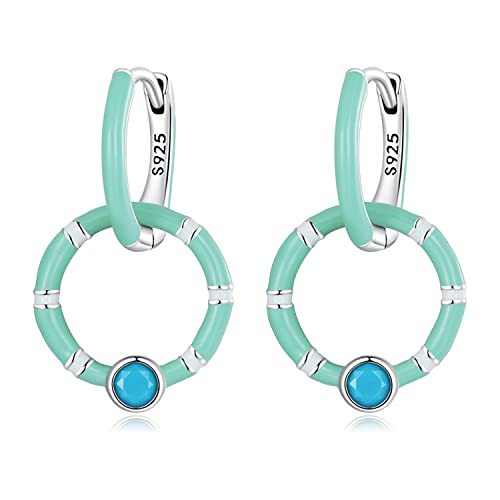 Créoles turquoise en argent pour vos soirées d'été à la plage et cocktails