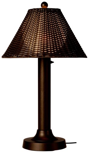 Patio Living Concepts 17257 Tahitti Table Lamp with Walnut Wicker Shade, 34, Bronze