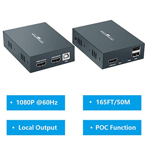 GREATHTEK HDMI KVM Extender 1080P @ 60Hz Over Single Cat5E/6/7 Ethernet Cable Up