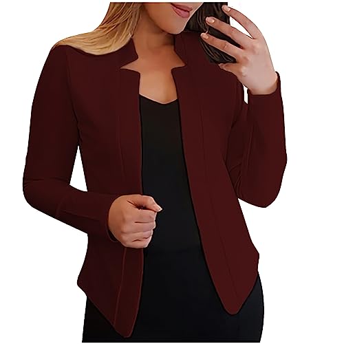 Women's Cropped Blazer Jacket Dressy Cardigan Lightweight Office Jacket Plus Size Open Front Suit Blazers Outerwear