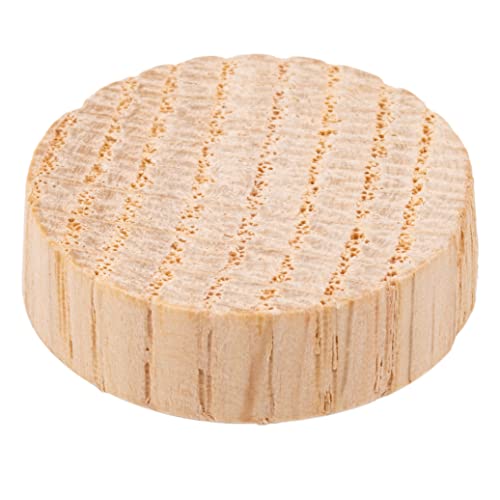 Image of Oak Round Head Screw Hole Plugs | Diameter: 1 inch | Pack of 50 Approx. | Turned End Grain, Screw Hole Buttons, Furniture Grade | UA-112-OW