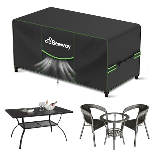 BEEWAY Gartenmöbel Abdeckung Wasserdicht V2.0 125x63x73cm Schutzhülle Abdeckplane für Gartentische Terrassenmöbel Möbelsets - 420D Oxford Gewebe Anti-UV Winterfest