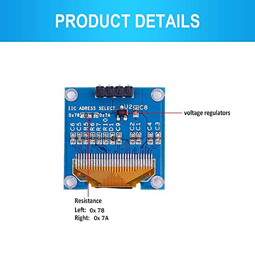 PEMENOL 5PCS OLED Display Module 128 x 64 OLED Display I2c 0.96inch OLED Display IIC Serial OLED Module with SSD1306 for Arduino Raspberry Pi and Microcontroller - Yellow Blue Light