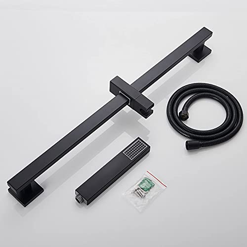 Ensemble de douche noir mat anti-calcaire avec barre réglable pour résoudre le manque de pression - 7