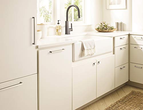 Image of Amerock | Cabinet Pull | Satin Nickel | 8-13 /16 inch (224 mm) Center-to-Center | Monument | 1 Pack | Drawer Pull | Cabinet Handle | Cabinet Hardware