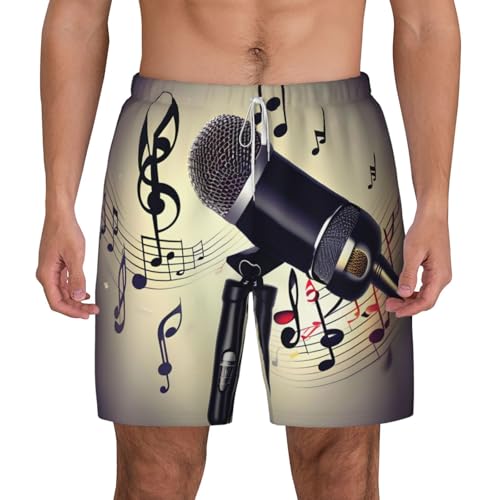 Short de bain homme avec doublure de compression motif micro et notes de musique