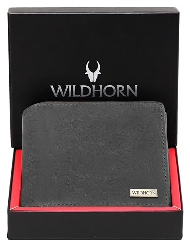 Image of WildHorn Rfid Protected Leather Wallet For Men, Grey Hunter