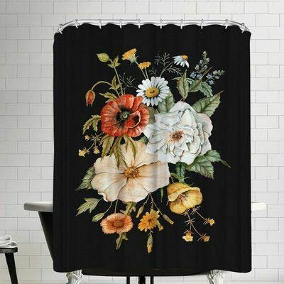 Image of 3D Flower Digital Printed Polyester Fabric Curtains for Bed Room, Kids Room, Color Black Window /Door /Long Door (D.N.1485) (3, 4 x 7 Feet (Size : 48 x 84 Inch) Door)
