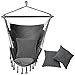 Yakimz Hängesessel mit 2 Kissen und Deckenhaken-Kit, XXL Hängestuhl bis 150 kg belastbar, Anthrazit, Hängesitz für Indoor, Outdoor, Schlafzimmer und Garten
