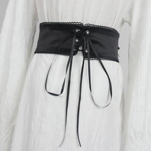 Versatile Belt Corset Belt with Lace Flower Decoration Waist with Back Tie Waist Decoration to Match Skirt and Shirt3
