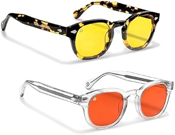 DREAM RECOVERY Blue Light Blocking Glasses for Computer, Gaming, Screen Fatigue - Reduce Eye Strain and Improve Focus - Atlas Day & Night Set
