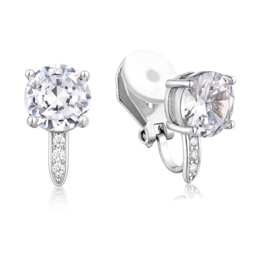 Selovo EH232TG Clip On Stud Earrings 8Mm Cubic Zirconia cover