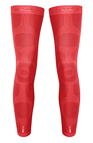 Image of Incrediwear Leg Sleeve 2pk - Full Length Long Leg Sleeve for Leg Pain Relief & Muscle Recovery, Helps Reduce Swelling & Inflammation, Promotes Circulation, Leg Sleeves for Men & Women (Red, X-Large)