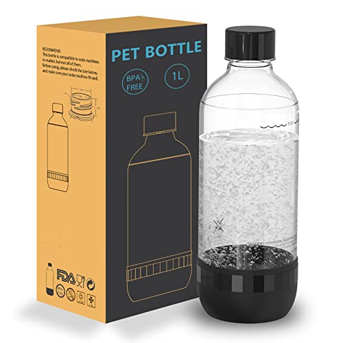 Pinci Soda Maker Bottles,Carbonating Bottles,Sparkling Water Bottle,Bpa-Free Sparkling Water Maker Bottle Compatible Soda Stream Machine-Reusable Bottles(Black 1-Liter) #TOP6
