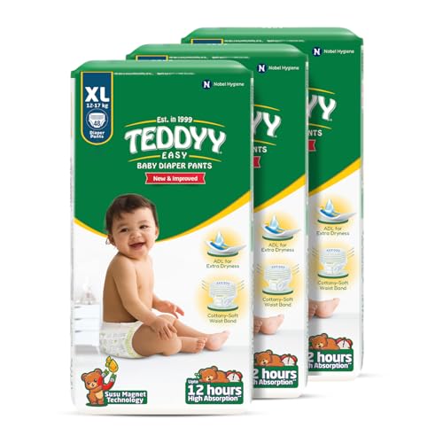 Image of TEDDYY Baby Diapers Pants Easy XL 48 Count (Pack of 1), 12-17 kgs, 12 hrs Leak Protection, Anti - Bacterial