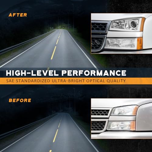 Image of WEELMOTO LED DRL Headlights For 2003-2007 Chevy Silverado 1500 /2500 /3500 /1500HD /2500HD, For 03 04 2005 2006 Chevy Avalanche 1500 /2500 Pickup, Chrome Housing Clear Lens w /Projector L+R Side