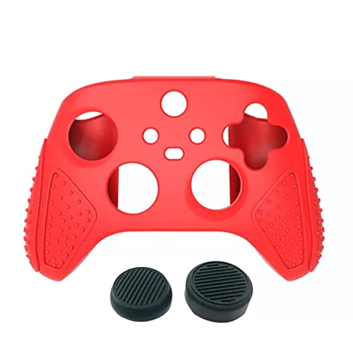 Image of PSS Xbox Series X /S Controller Silicone Cover Embossed Lines Anti-Slip Protective Case Sleeve With Anti-Slip 2 Thumb Grips - Red