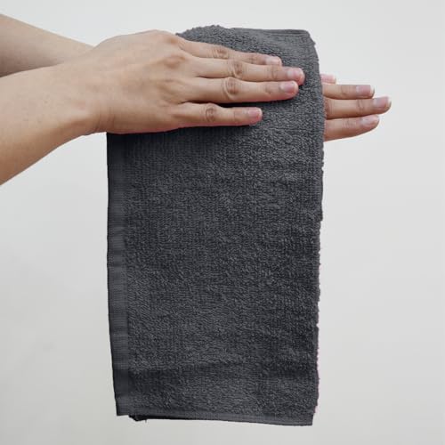 Image of DAN RIVER 12 Pack Wash Cloths for Showering [12x12] - 100% Cotton Washcloths Premium Quality Flannel Face Cloths for Bathroom, Highly Absorbent and Soft Feel Wash Clothes, Charcoal