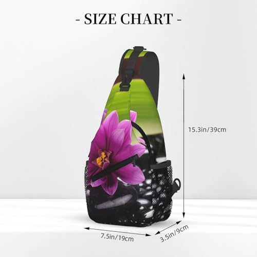 Bolso cruzado negro con flor púrpura para hombre y mujer miniatura 3