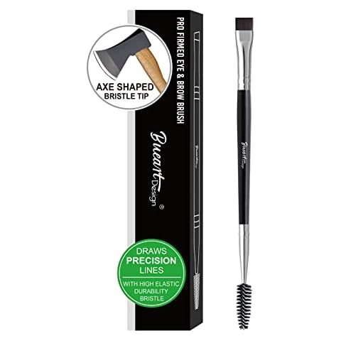 Bueart Design PRECISION Concealer brush for eyebrows Dual Ended Detail Flat Eyeliner definer Brow Brush with spoolies for eyebrow eyelash Spiral Brush Spoolie Mascara Brush Cover
