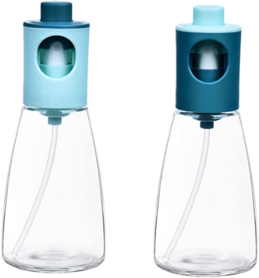 2Pcs Olive Oil Sprayer Bottle Food-Grade Glass Cooking Oil Dispenser Portable Spray Bottle for Kitchen Roasting BBQ and Salad