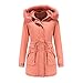 Invierno de las mujeres espesar abrigo chaqueta capucha chaqueta corta mujer delgada, rosa, M