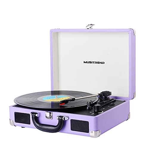 Vinyl Record Player Bluetooth Turntable 3 Speed Vintage Vinyl Player LP Record Player with Stereo Speakers Belt Driven Portable Nostalgic Phonograph Purple Vinyl Record Player Bluetooth Turntable 3 Speed Vintage Vinyl Player LP Record Player with Stereo Speakers Belt Driven Portable Nostalgic Phonograph Purple