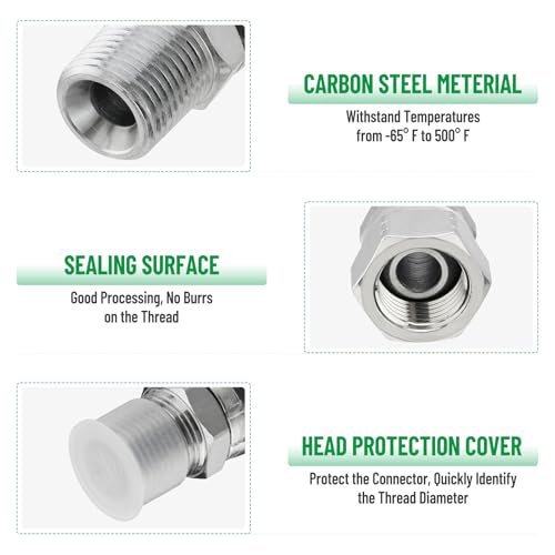 Image of 10 Pack Hydraulic Hose Fittings: 3 /8 inch NPSM Female x 3 /8 inch NPTF Male, Hydraulic End Connector Swivel Fitting Kits with Protection Cover