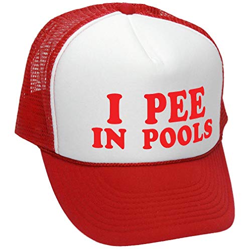 I Pee in Pools - Funny Dare Gag Gift Joke - Vintage Retro Style Trucker Cap Hat