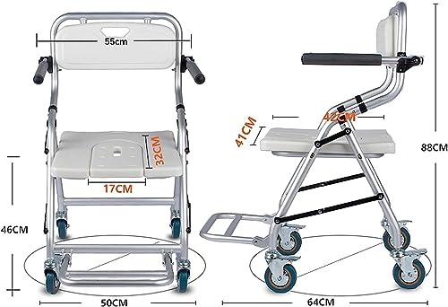 Tabouret de douche pour fauteuil roulant pliable à roulettes - 7