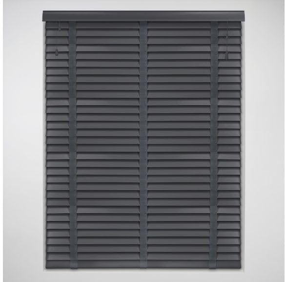 Made To Measure Slate Grey Real Wood Venetian Blind Tapes 61-90cm x 180cm