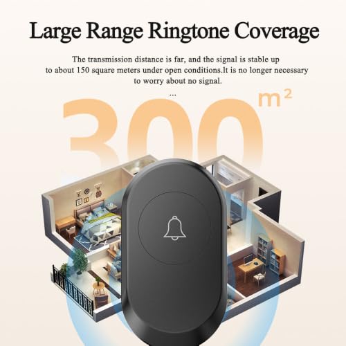 Image of OXSAM Wireless Doorbell - Long Range Over 100 Ft, 32 Rings Bell, Battery Powered Door Bell Chime with LED Flash Wireless Calling Bell for Home, Office, Shop (Black (plug))