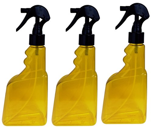 Perfume Studio Plastic Spray Bottles for Cleaning Solutions, Gardening: 10oz Trigger Sprayer Made from Industrial Grade Hard Vinyl Translucent Amber Plastic; 3-Pack (10 oz, Black Trigger Sprayer)