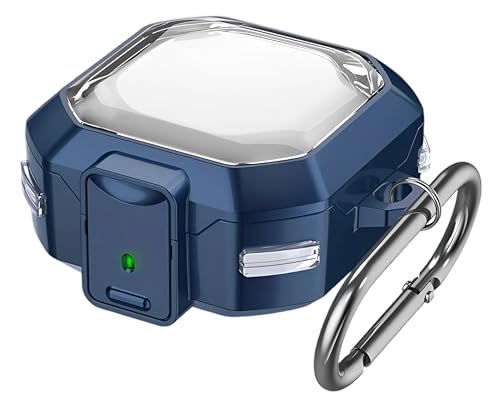 Image of Transparent Lock Armor Case Cover for Samsung Galaxy Buds 4 and 4 Pro, Clear, Shockproof with Heavy Duty Carabiner (Blue, Transparent Armor Lock)