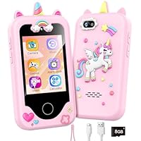 WEOLULI Kids Smart Phone with Dual Camera, Game & Music Player, Toddler Learning Play Toy Cell Phone, Gifts for Girls, Christmas, Birthday, Age 3-10, Light Pink