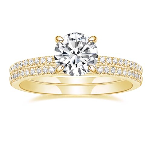 EAMTI 1.2CT 925 Sterling Silver Bridal Ring Sets Round CZ Engagement Promise Rings for Her Wedding Bands for Women Size 3-11