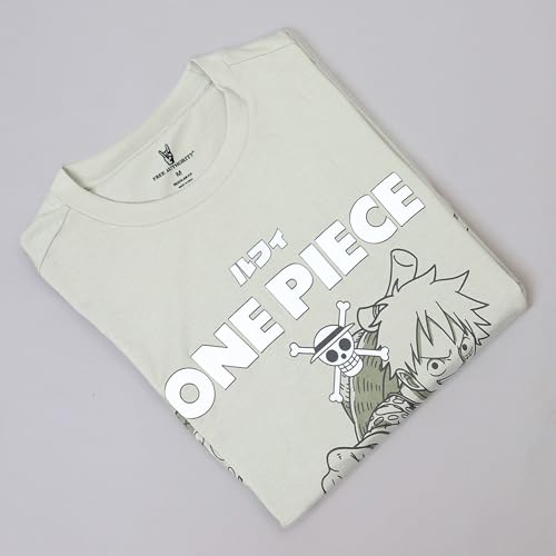 Image of Free Authority Official One Piece: Monkey D. Luffy Anime Graphic Print Pure Cotton Grey Oversized Tshirt for Men