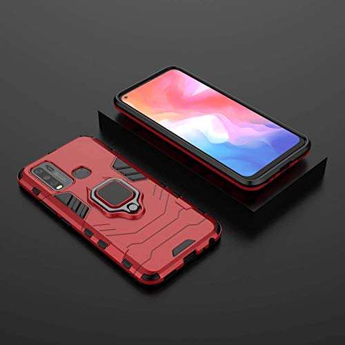 Image of OneLike 360 Shockproof Slim Drop Full Body Protection Robot Ring Phone Back Cover for vivo 1938 / vivo Y30 - Red