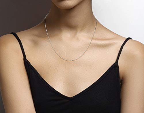Miabella Italian Sterling Silver or 18K Gold Plated Silver Thin 1mm Box Chain Necklace for Women, Made in Italy3
