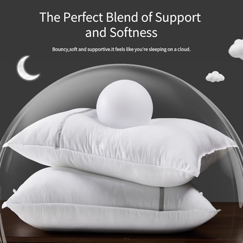 MUFEW Bed Pillows Queen Size Set of 2, Firm Hotel Pillows for Sleeping, Cooling Pillows for Side & Back Sleepers, Down Alternative Filling, 20 x 28 Inches - Thumbnail 2