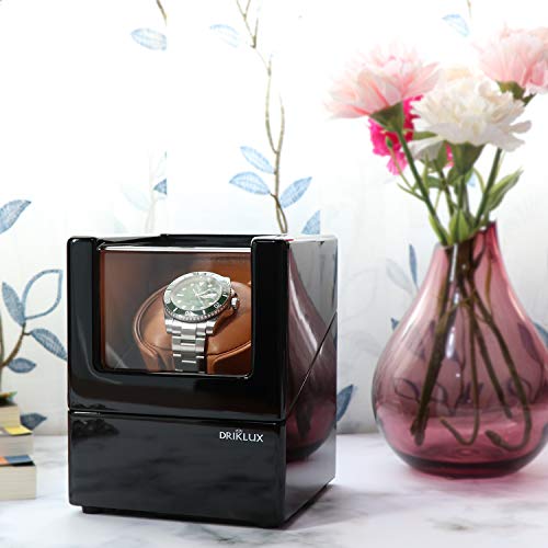 Driklux Automatic Single Watch Winder Box for Rolex with Quiet Motor - Premium Solid Wood Black Piano Exterior and Soft Flexible Watch Pillows of Black Leather - Thumbnail 5